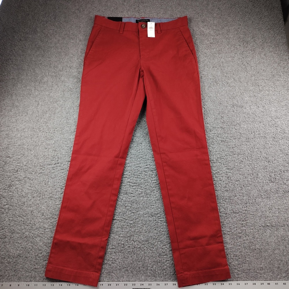 Banana Republic Aiden Slim Fit Stretch Chino Pants Red 28x30 Preppy Office NWT